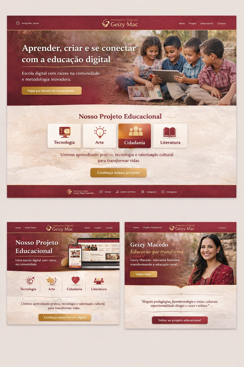 Mockup da plataforma